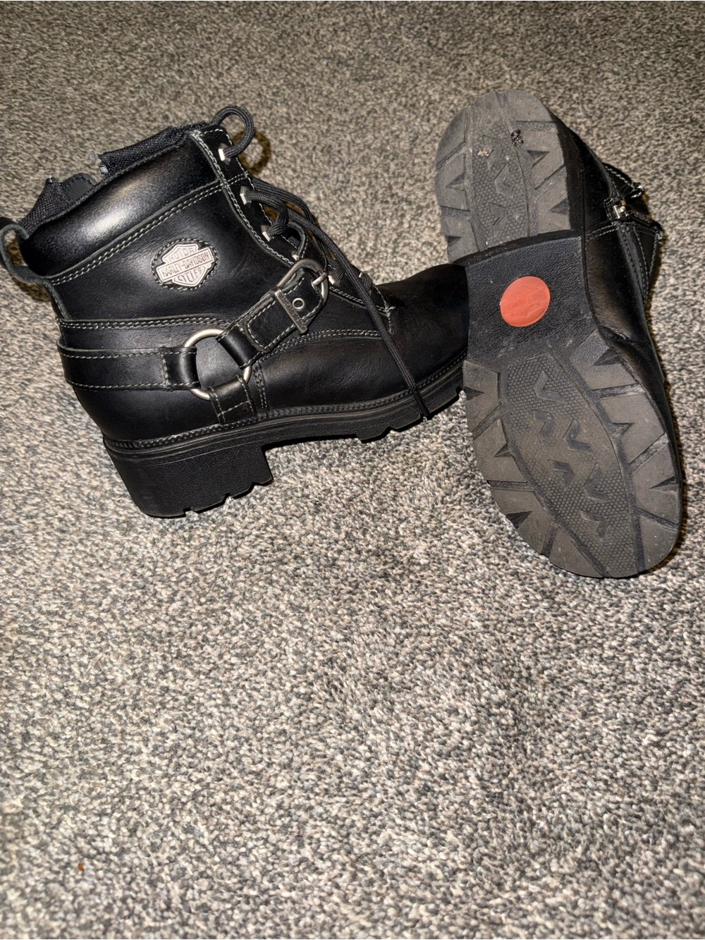Harley-Davidson Women's Black Lace-Up Harness Moto Boots - Picture 3 of 3